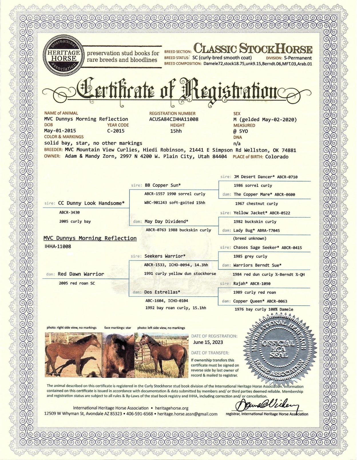 IHHA registration certificate